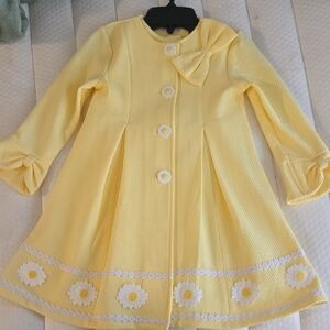 Yellow Long Sleeve Dress with Floral Accents